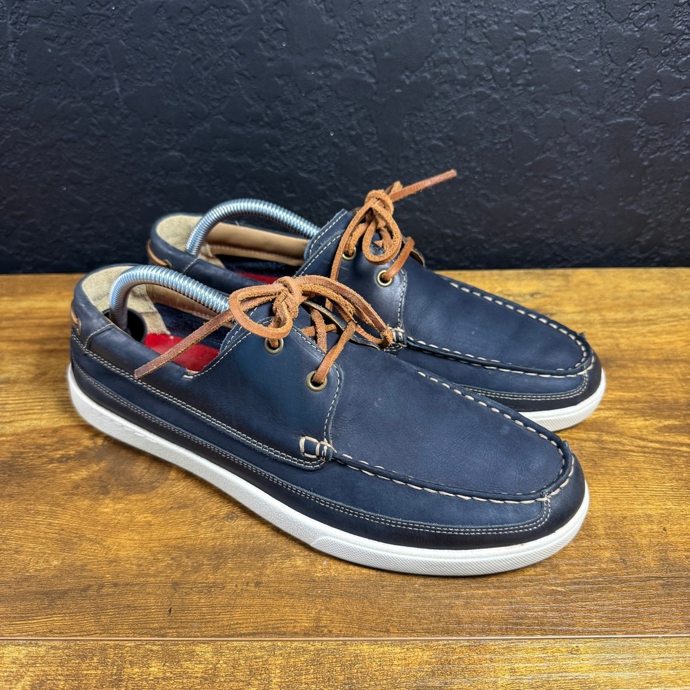 Johnston & Murphy J&M 1850 27-1067 Navy Leather Boat Shoe Mens‎ 9 M